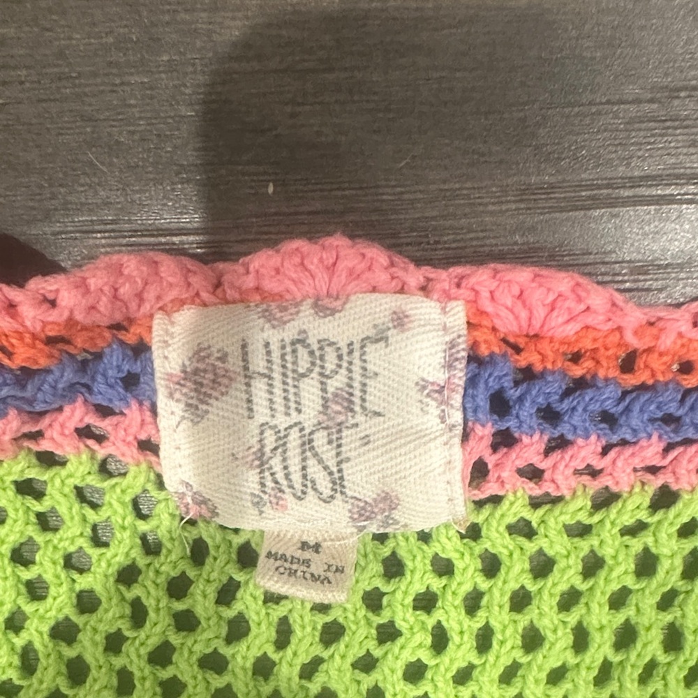Hippie Rose Scoop Neck Sweater in Pink, Orange, and Green Stripes - Picture 2 of 6